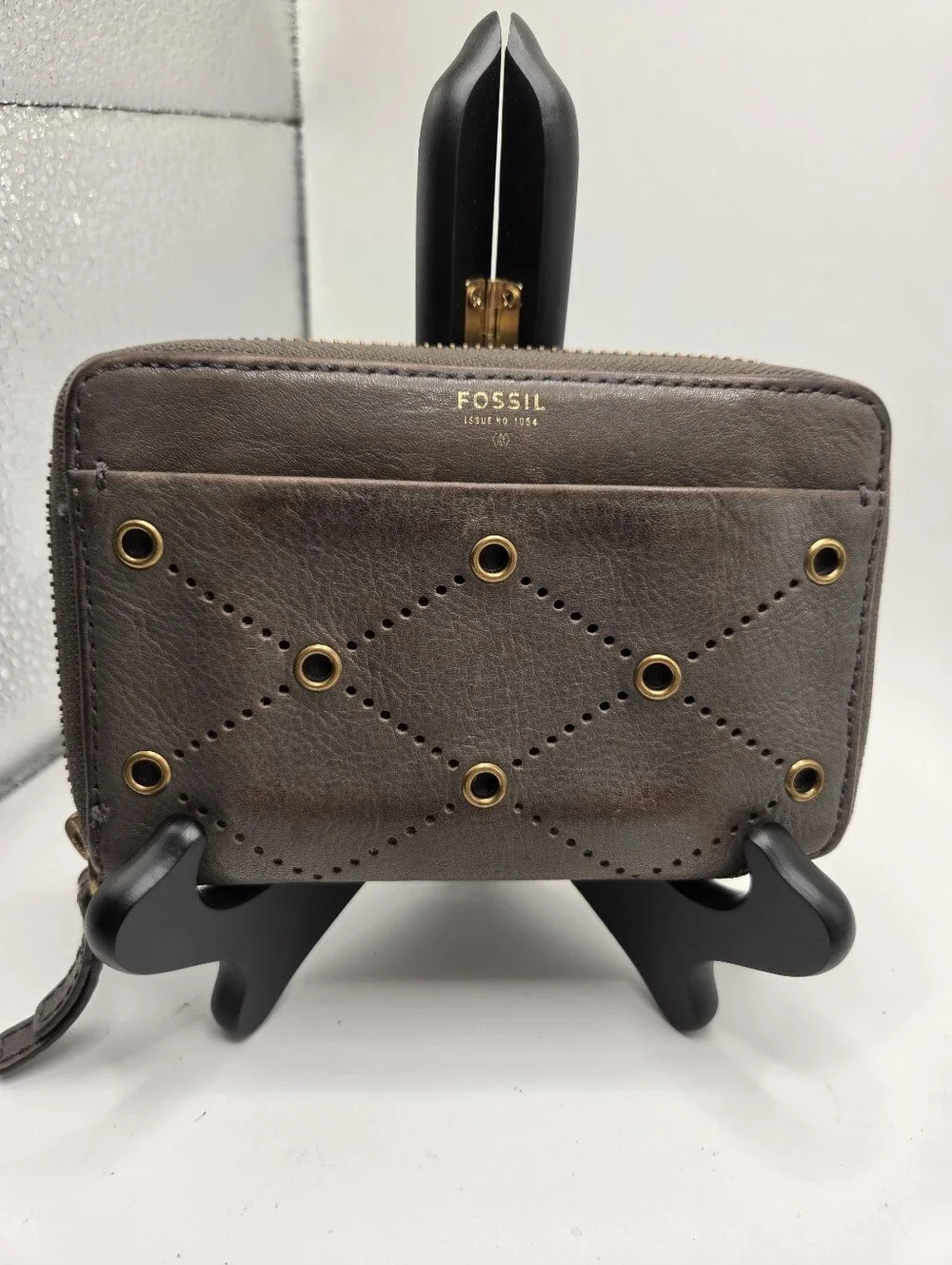 Fossil Leather Zip Around Wallet Taupe/Brown Organizer - Picture 13 of 13